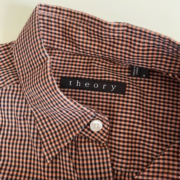 Theory Slim Fit Kyson Check Print Lightweight Cotton Button Shirt Men’s Small - Picture 6 of 10